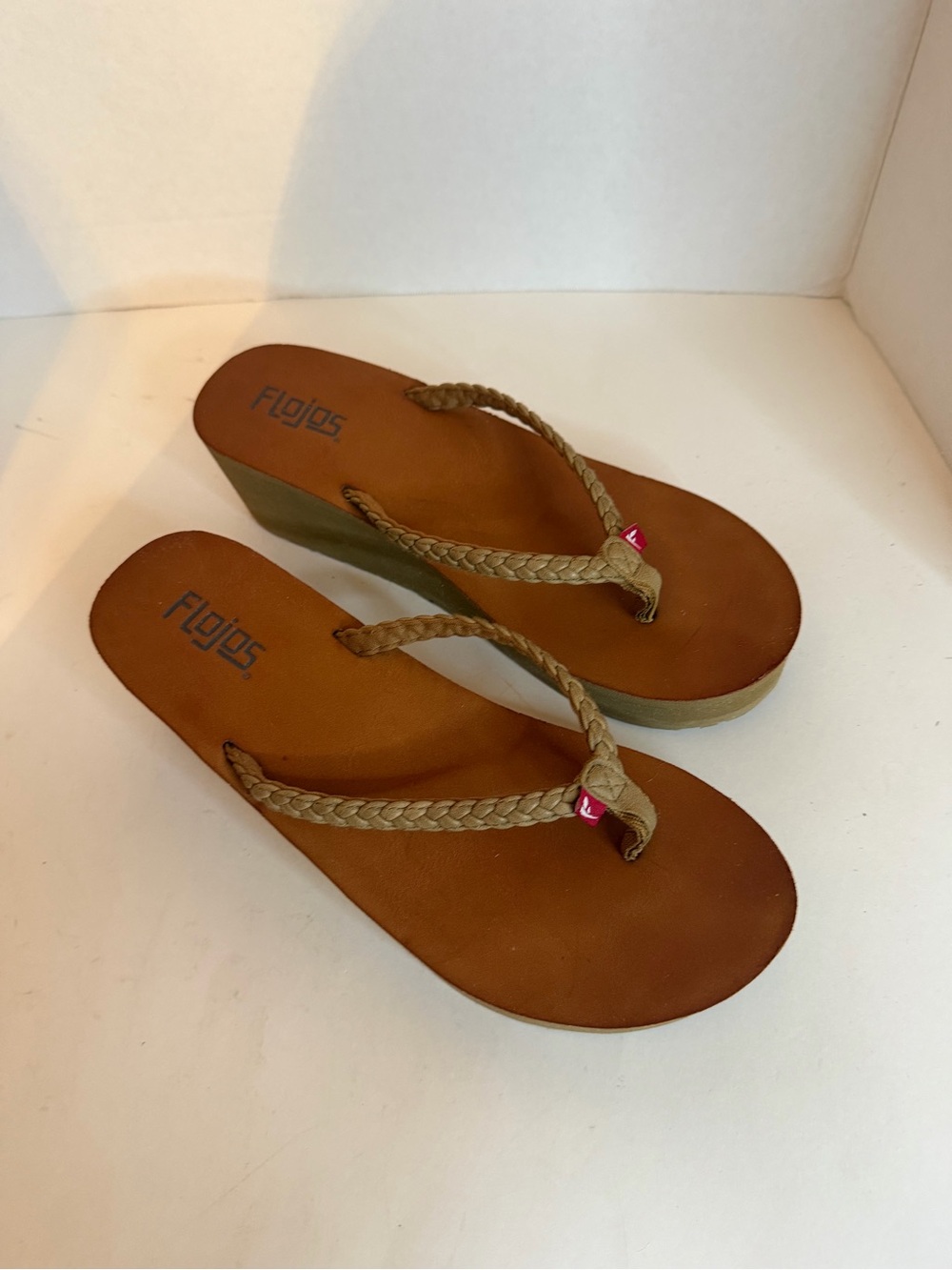 Flojos Braided Strap Wedge Flip Flops